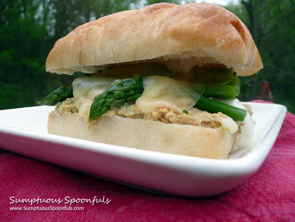 Salmon & Asparagus Salad Sandwich ~ Sumptuous Spoonfuls #sandwich #recipe