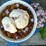 Lilac Rhubarb Crisp for Two ~ Sumptuous Spoonfuls #rhubarb #recipe