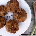 Rhubarb Yogurt Streusel Muffins ~ Sumptuous Spoonfuls #rhubarb #muffin #recipe