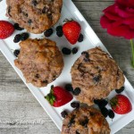 Double Berry Rose Muffins ~ Sumptuous Spoonfuls #healthy #muffin #recipe