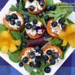 Honey Walnut Goat Cheese Apricots with Blueberries ~ Sumptuous Spoonfuls #apricot #cheese #recipe