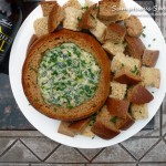 Bacon Spinach Beer Cheese Dip in a Beer Bread Bowl ~ Sumptuous Spoonfuls #dip #recipe