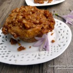 Banana Peach Streusel Muffins ~ Sumptuous Spoonfuls #muffin #recipe