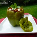 Quinoa Chorizo Stuffed Bell Peppers ~ Sumptuous Spoonfuls #stuffed #pepper #recipe