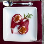 Rosemary Red Wine Poached Pears with Honey Mascarpone & Candied Walnuts ~ Sumptuous Spoonfuls #dessert #recipe