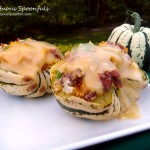 Sausage & Pepper Stuffed Sweet Dumpling Squash ~ Sumptuous Spoonfuls #squash #recipe