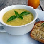 Sunshine Soup {Yellow Tomato Basil} ~ Sumptuous Spoonfuls #soup #recipe