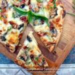 Mushroom Artichoke Sundried Tomato Ranch Pizza ~ Sumptuous Spoonfuls #pizza #recipe