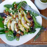 Pear, Blue Cheese & Candied Walnut Salad with Lavender Vinaigrette ~ Sumptuous Spoonfuls #salad #recipe