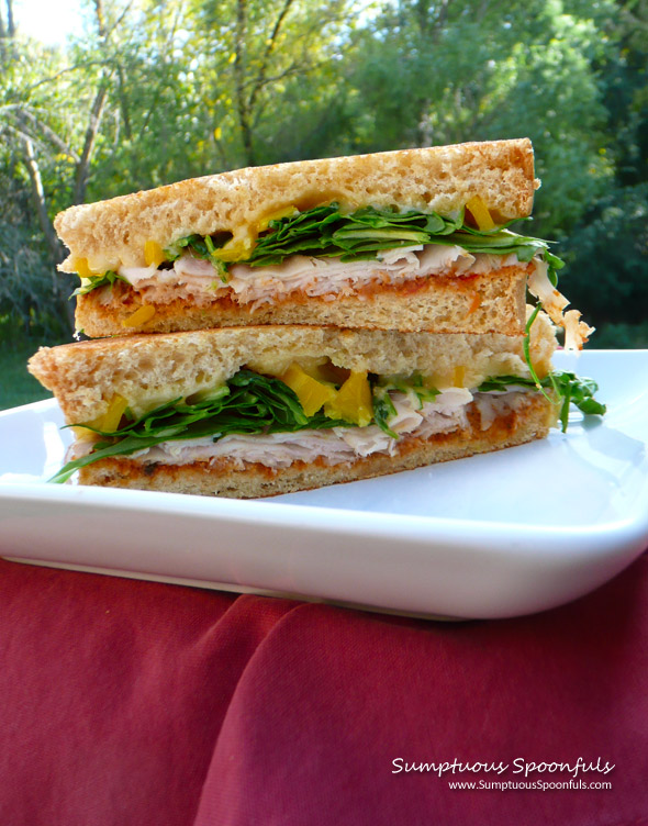 Smoked Turkey Spinach Sundried Tomato Sandwich ~ Sumptuous Spoonfuls #sandwich #recipe