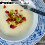 Bacon Provolone Potato Leek Soup ~ Sumptuous Spoonfuls #soup #recipe