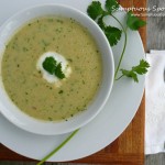 Creamy Cilantro Tomatillo Soup ~ Sumptuous Spoonfuls #soup #recipe