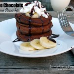 Double Chocolate Banana Pancakes ~ Sumptuous Spoonfuls #chocolate #breakfast #recipe