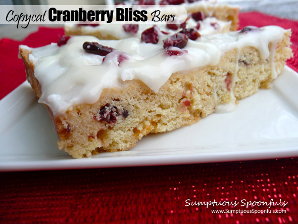 Copycat Starbucks Cranberry Bliss Bars ~ Sumptuous Spoonfuls #holiday #cookie #recipe