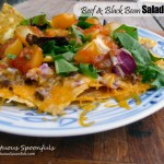 Beef & Black Bean Salad Nachos ~ Sumptuous Spoonfuls #appetizer #recipe