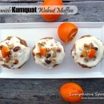 Jack Daniels Kumquat Walnut Muffins w Heavenly Cream Cheese Frosting ~ Sumptuous Spoonfuls #healthy #cupcake #recipe