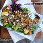 Mandarin Pineapple Salad with Basil Flowers, Toasted Walnuts & Goat Cheese and a fresh Strawberry Vinaigrette ~ Sumptuous Spoonfuls #salad #recipe