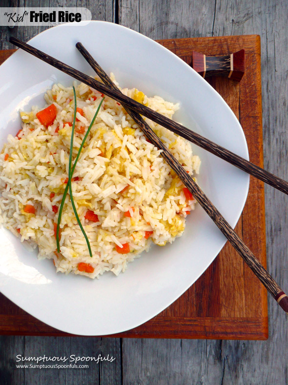 Kid Fried Rice ~ an easy, quick way to introduce your kids to Chinese food ~ Sumptuous Spoonfuls #kid-friendly #recipe