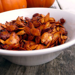 Honey Sriracha Roasted Pumpkin Seeds ~ Sumptuous Spoonfuls #easy #spicy #sweet #roasted #pumpkin #seeds #recipe