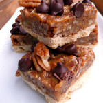 Chocolate Caramel Pecan Bars ~ Sumptuous Spoonfuls #dulcedeleche #pecan #bars #recipe