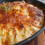 Hasselback Potatoes Au Gratin ~ Sumptuous Spoonfuls #healthier #scalloped #potato #hasselback #recipe