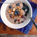 Honey Almond Blueberry Oatmeal ~ Sumptuous Spoonfuls #healthy #quick #hot #blueberry #breakfast #recipe