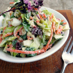 Basil Blue Cheese Coleslaw with Cranberries & Greek Yogurt ~ Sumptuous Spoonfuls #healthy #bluecheese #coleslaw #recipe