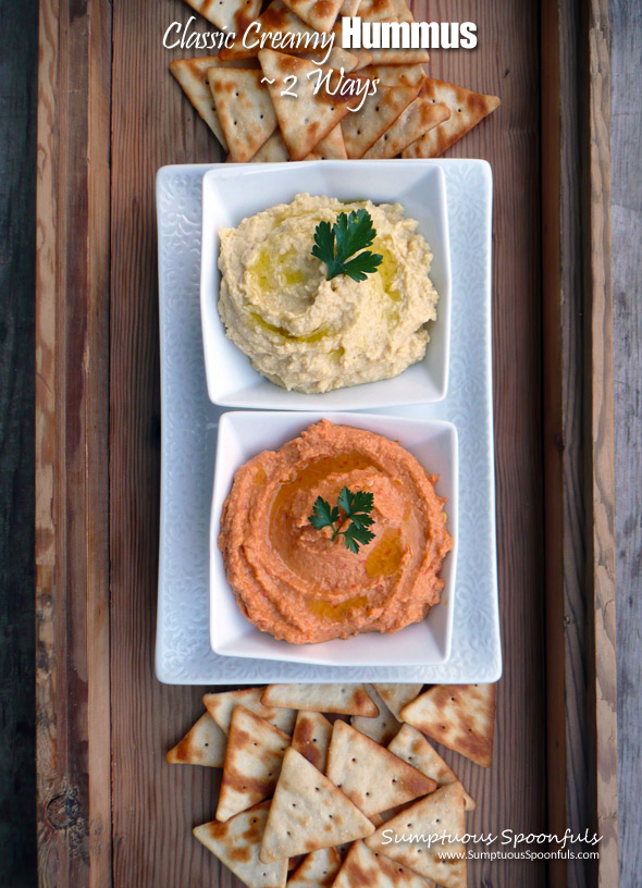 Classic Creamy Hummus ~ 2 Ways Sumptuous Spoonfuls #easy #delicious #hummus #recipe #pickyourflavor