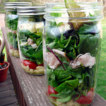 Spinach and Artichoke Salad in a Jar with marinated feta ~ Sumptuous Spoonfuls #saladinajar #recipe