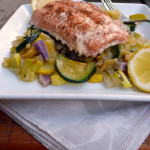 Lemon Grilled Salmon with Mixed Grilled Veggies ~ Sumptuous Spoonfuls #healthy #delicious #lowcal #glutenfree #dinner #recipe