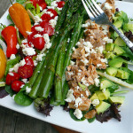 Roasted Pepper & Asparagus Salad with Chicken, Feta, and Avocado and a Sriracha Yogurt Ranch dressing ~ Sumptuous Spoonfuls #salad for #dinner #recipe