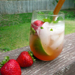 Strawberry Rhubarb Mojito ~ Sumptuous Spoonfuls #mint #rum #cocktail #recipe