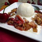 Apple Cherry Rhubarb Crisp with Toasted Pecans ~ Sumptuous Spoonfuls #easy #delightful #dessert #recipe