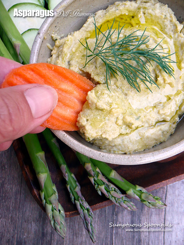 Asparagus Dill Hummus Recipe ~ Sumptuous Spoonfuls #easy #healthy #asparagus #hummus #recipe