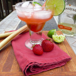 Strawberry Rhubarb Margarita ~ Sumptuous Spoonfuls #cocktail #recipe