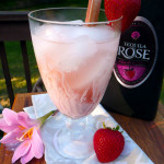 The Rhubarb Rose Cocktail ~ Sumptuous Spoonfuls#rhubarb #strawberry #cream #cocktail #recipe