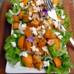 Apricot Almond Chicken Salad with Goat Cheese, Vidalia Onion and a Honey Chipotle Apricot Vinaigrette ~ Sumptuous Spoonfuls #dinner #salad #recipe