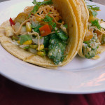 Cilantro Pesto Fish Tacos with Roasted Zucchini Corn Salsa ~ Sumptuous Spoonfuls #fish #taco #quickeasydinner #recipe