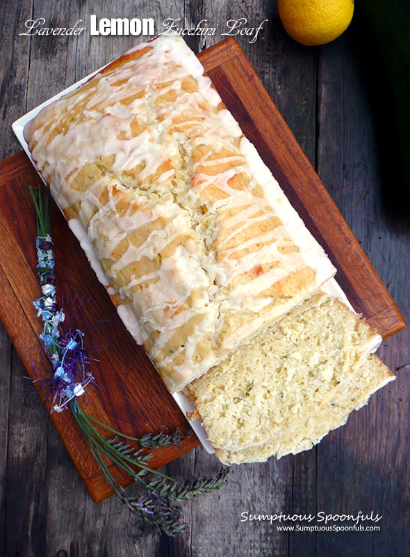 Lavender Lemon Zucchini Loaf ~ Sumptuous Spoonfuls #dessert #cake #zucchini #lemon #recipe