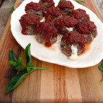 Cheese Stuffed Zucchini Herb Meatballs ~ Sumptuous Spoonfuls #meatball #recipe