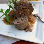 Beef Rouladen (German Pickle & Bacon Stuffed Beef Rolls) ~ Sumptuous Spoonfuls #German #dinner #recipe