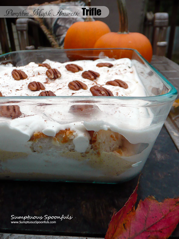 Pumpkin Maple Amaretto Trifle ~ Sumptuous Spoonfuls #easy #pumpkin #dessert #recipe
