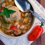 Sweet Pepper & Sausage Stew with Dilled Potato Dumplings ~ Sumptuous Spoonfuls #hearty #soup #recipe