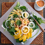 Spicy Pineapple Mango Chicken Salad with Fiery Roasted Pineapple Vinaigrette ~ Sumptuous Spoonfuls #tropical #hot #chicken #salad #recipe