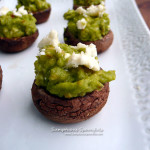 Gorgonzola Guacamole Stuffed Mushrooms ~ Sumptuous Spoonfuls #bluecheese #guacamole #mushrooms #appetizer #gameday #recipe