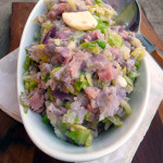 Irish Blue Potato Colcannon with Ham ~ Sumptuous Spoonfuls #healthy #mashedpotato #cabbage #ham #recipe