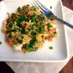 Tomato Basil Quinoa Scrambled Eggs with Kale ~ Sumptuous Spoonfuls #eggs #kale #breakfast #recipe