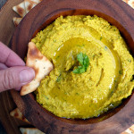 Cilantro Coconut Curry Hummus ~ Sumptuous Spoonfuls #curried #hummus #dip #recipe