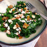 Golden Raisin Gorgonzola Kale Salad ~ Sumptuous Spoonfuls #kale #salad #recipe
