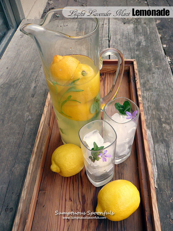 Light Lavender Mint Lemonade ~ Sumptuous Spoonfuls #skinny #refreshing #lemonade #recipe